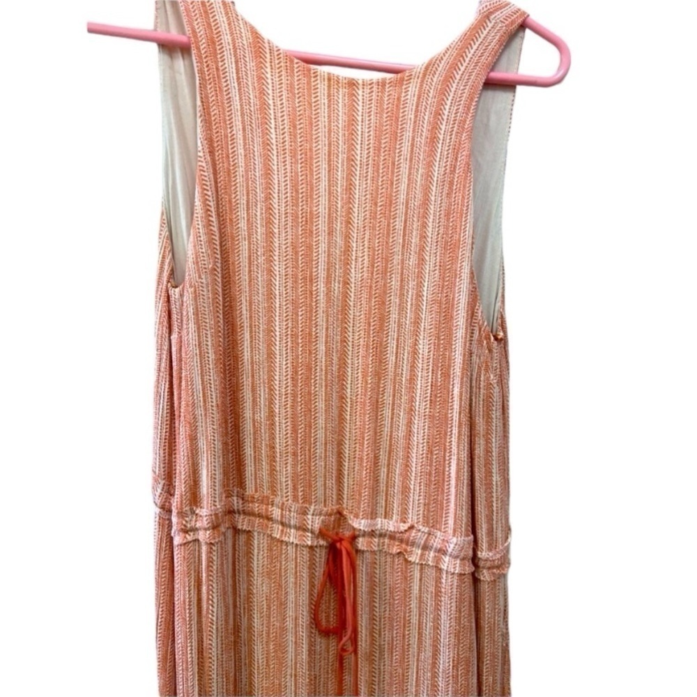 Honey punch orange and white maxi dress w front tassel tie